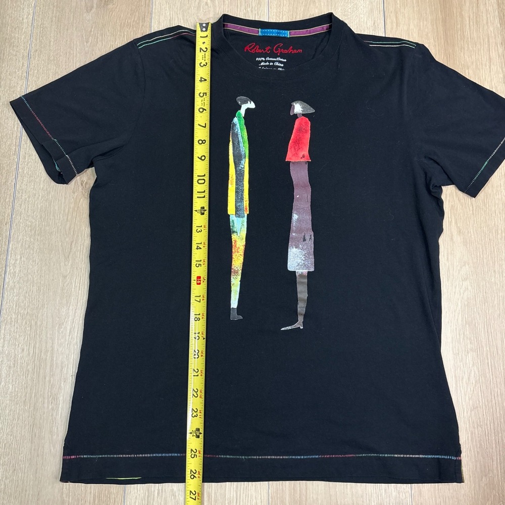 Robert Graham "People Talking" Mens Graphic T-Shirt Black Short Sleeve Medium - Picture 5 of 6